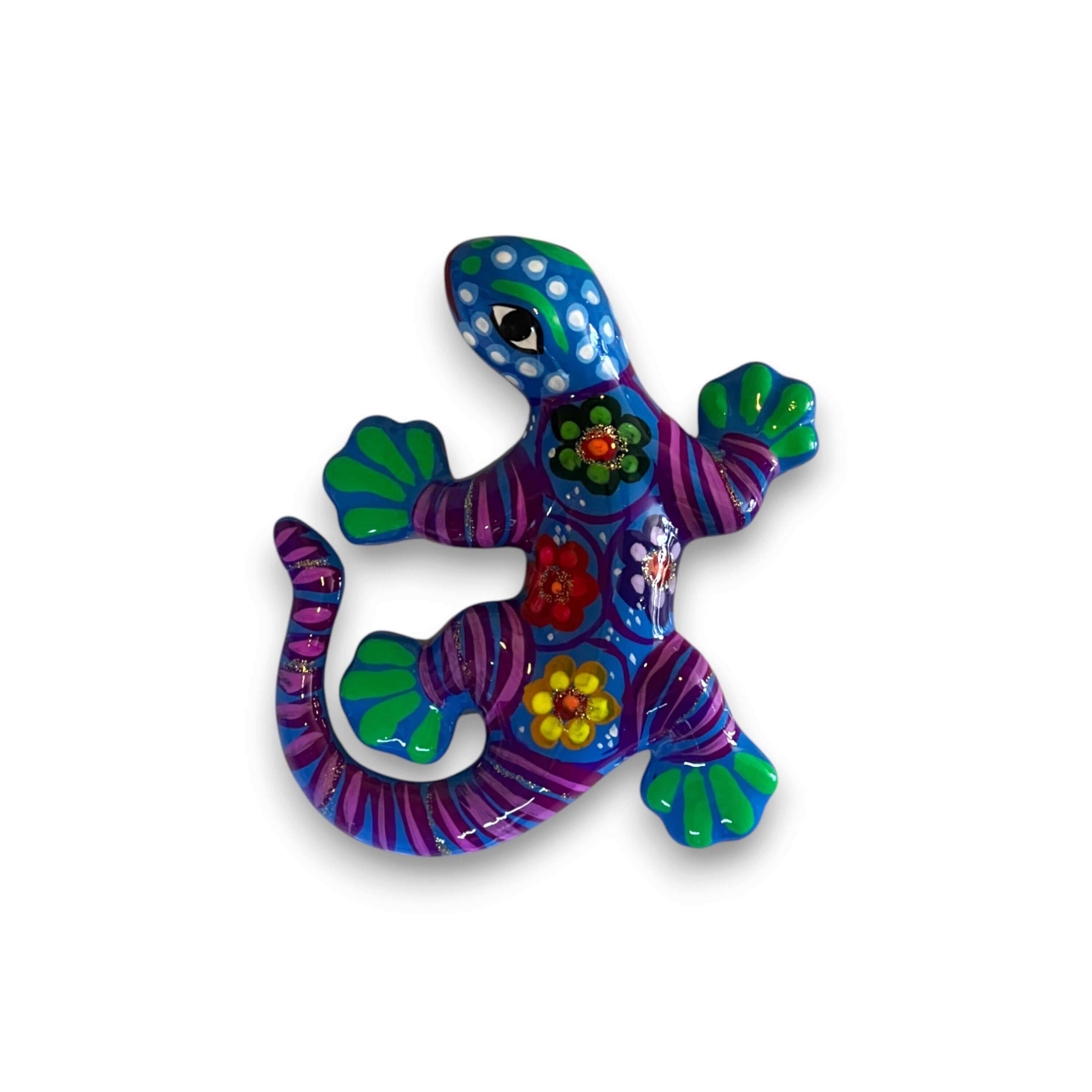 Talavera Lizard Figurine | Mexican Handmade Wall Decor