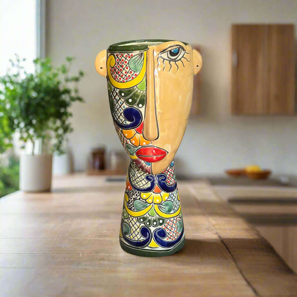 Talavera Lady Planter | Handmade Mexican Folk Art
