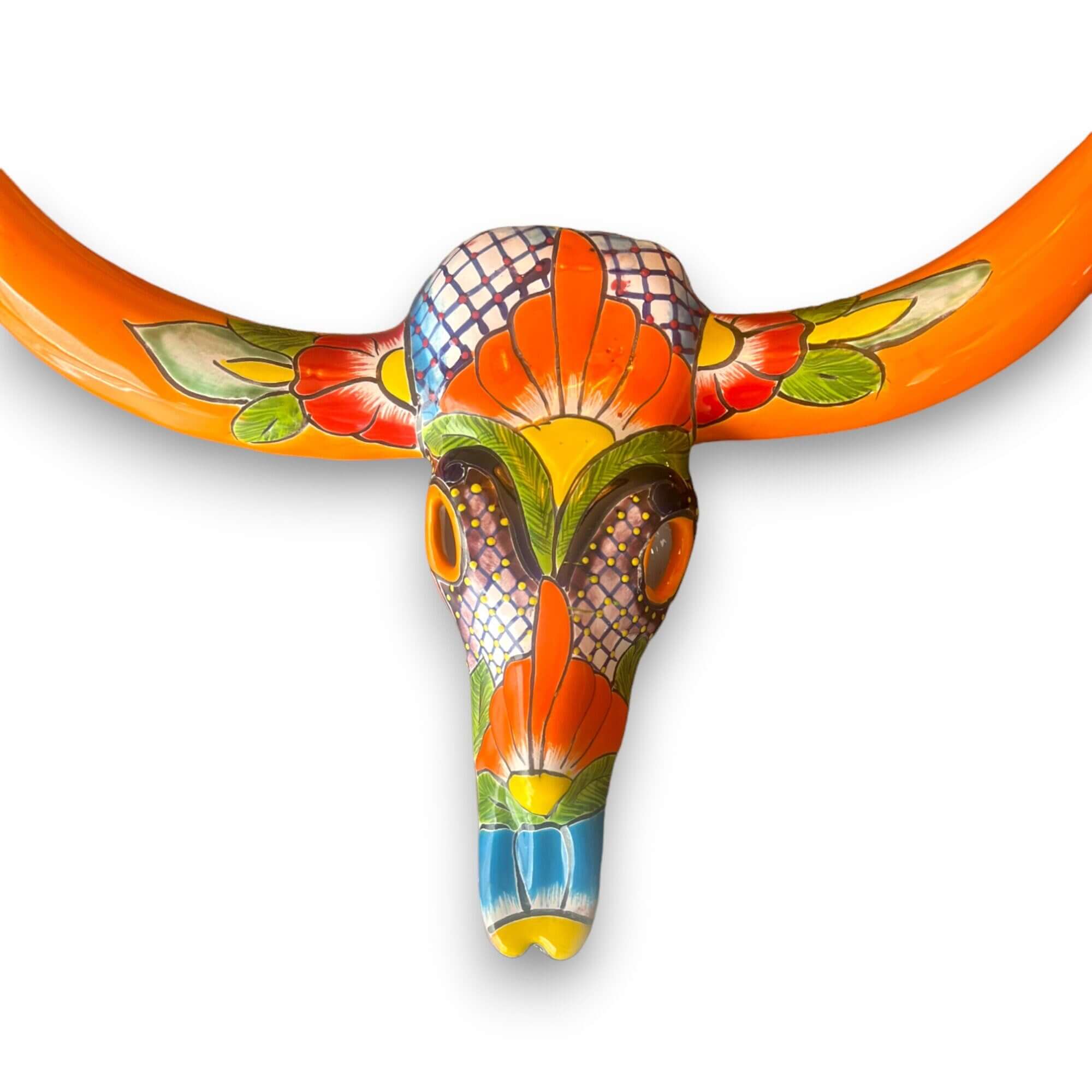 Talavera Longhorn Wall Decor | Handmade Mexican Bull Skull Art