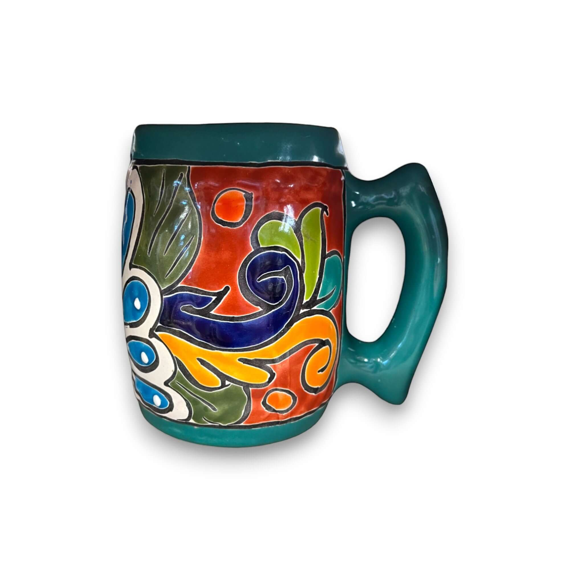 Colorful Handmade Mexican Coffee Mug | Talavera Ceramic Art