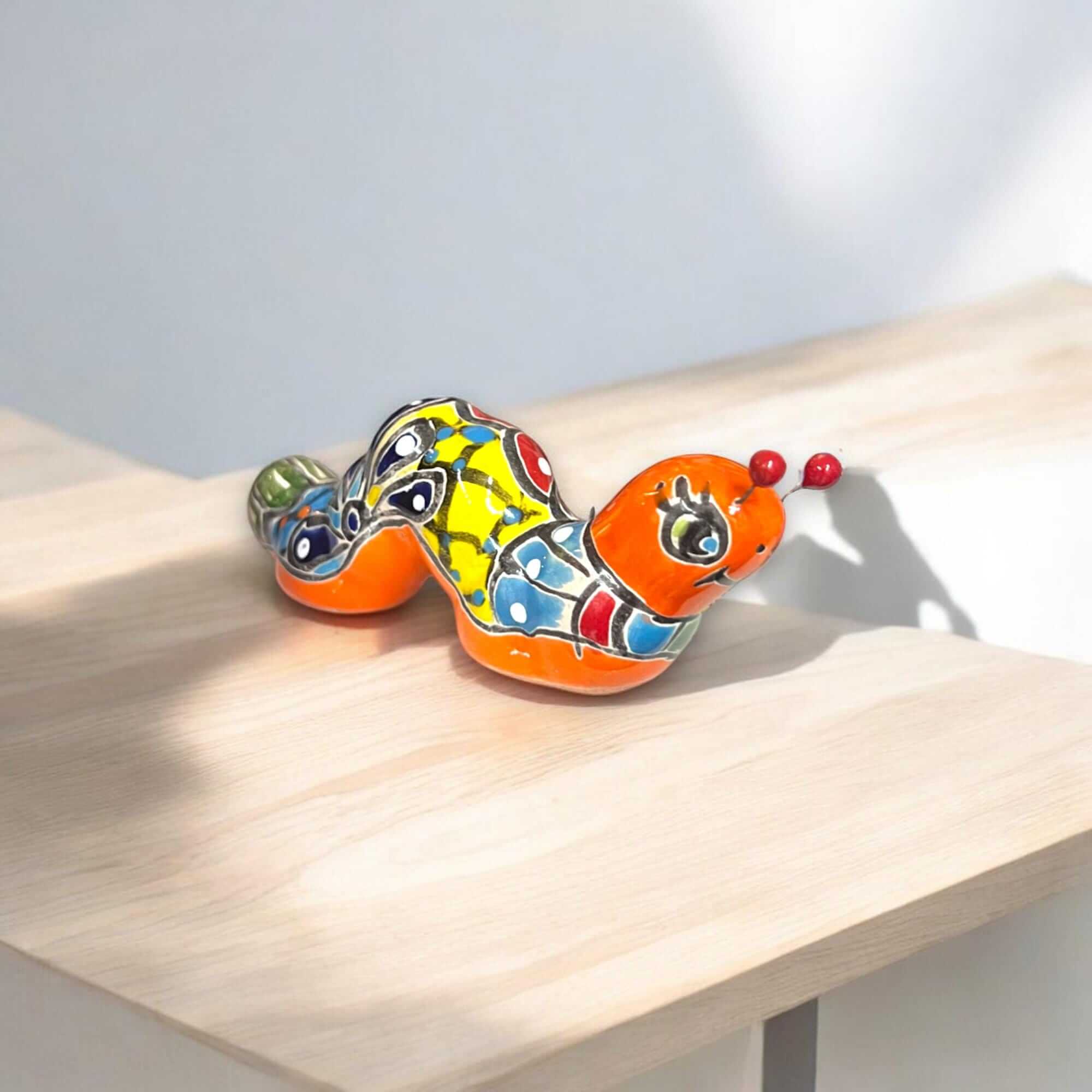 Talavera Caterpillar Art | Handmade Mexican Ceramic Figurine
