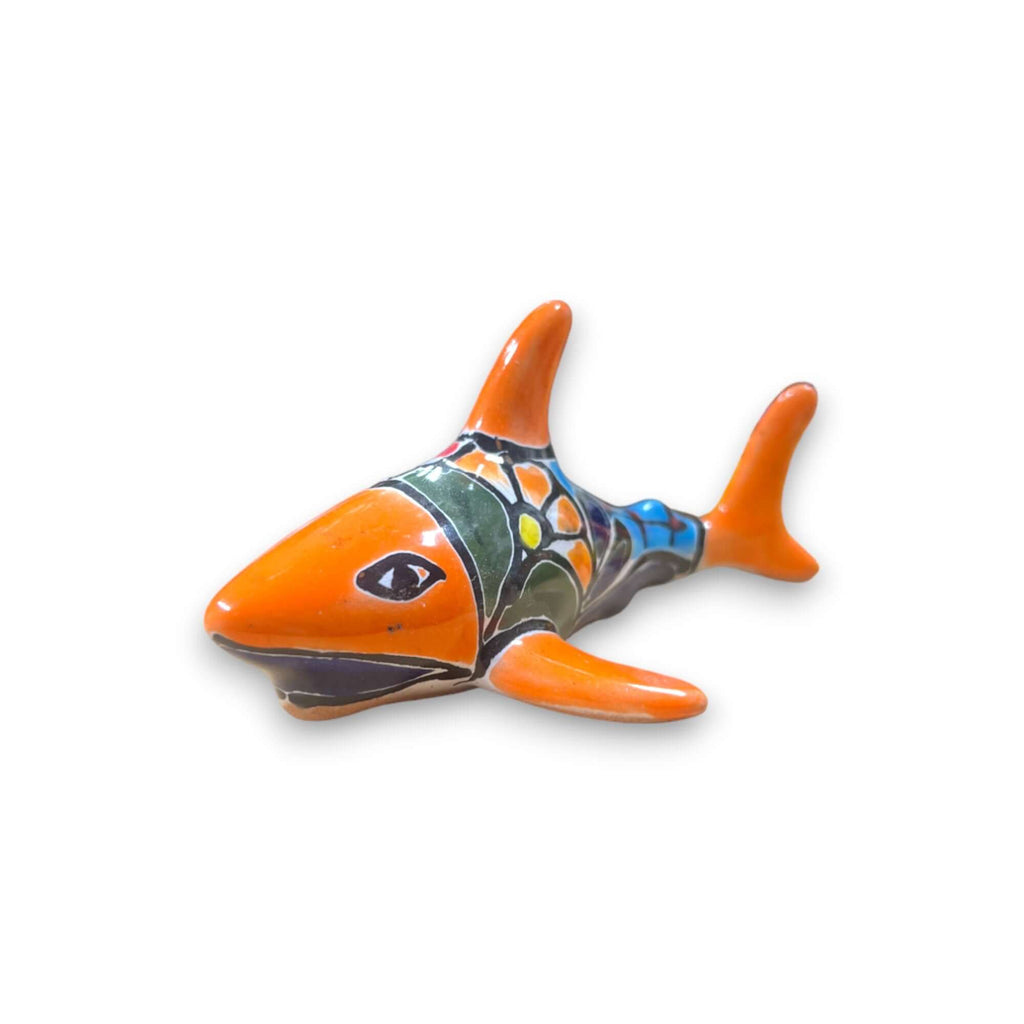 Vibrant Talavera Shark Figurine | Handmade Mexican Decor