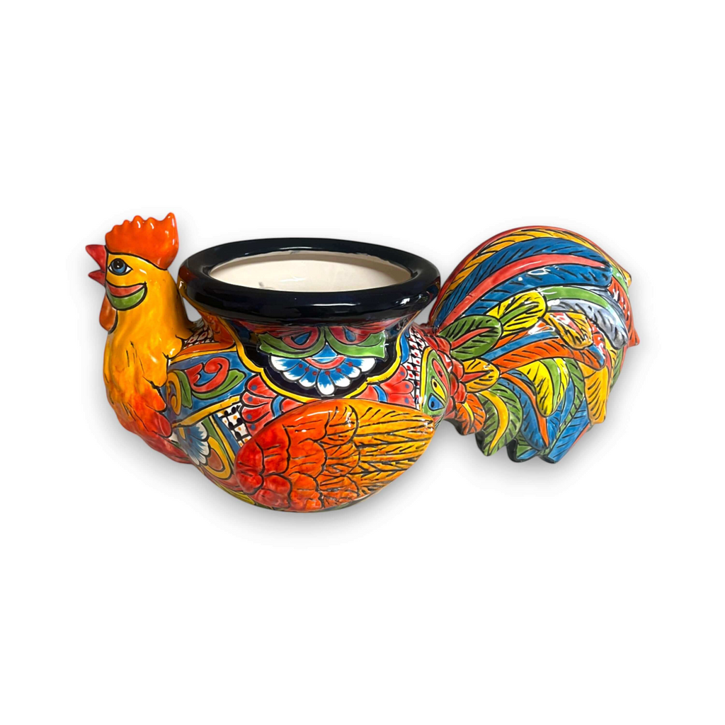 Talavera Rooster Planter | Handmade Colorful Mexican Ceramic Pot