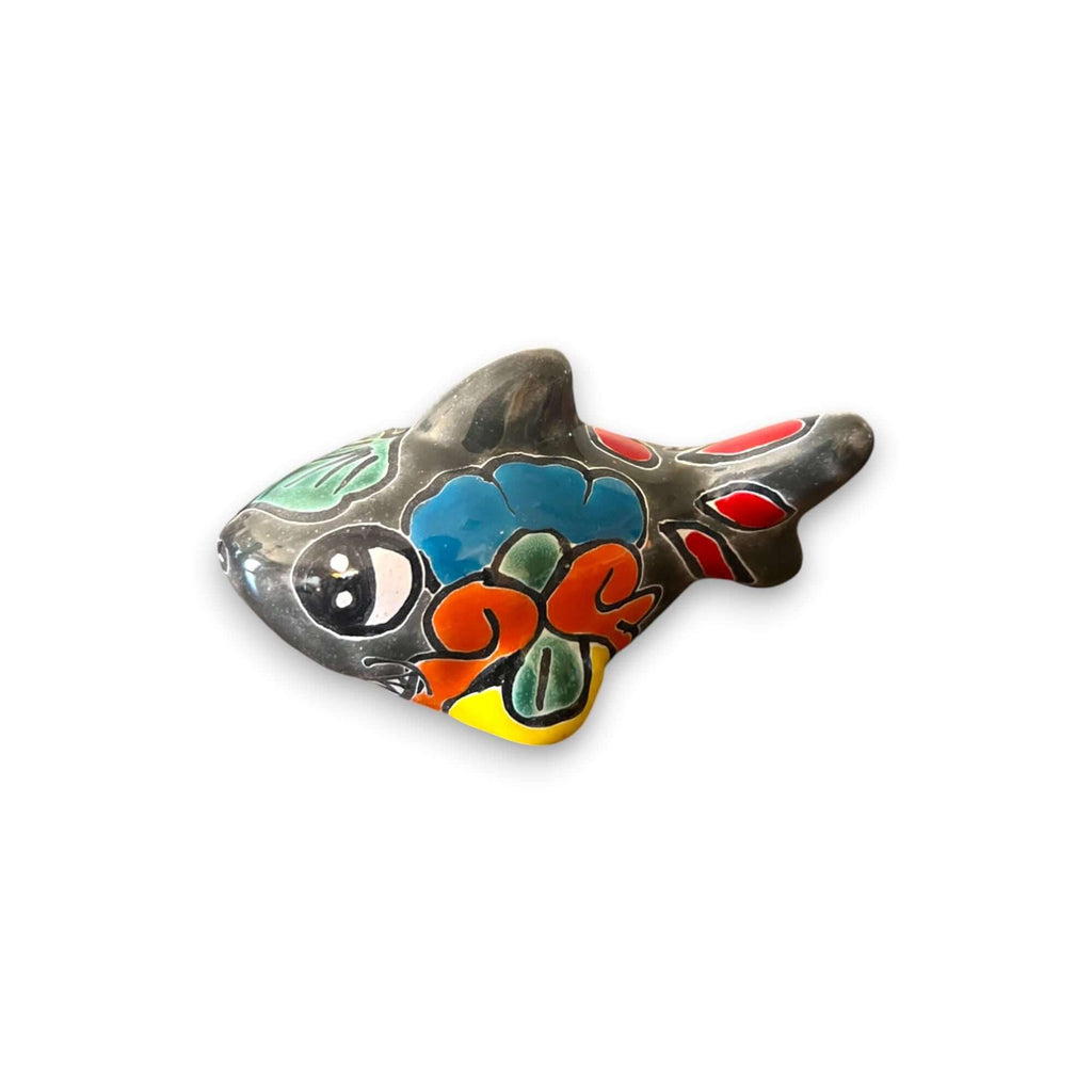 Colorful Talavera Shark Figurine | Handmade Mexican Pottery Decor
