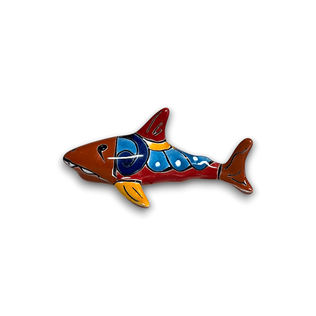 Vibrant Talavera Shark Figurine | Handmade Mexican Decor