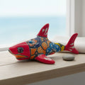 Vibrant Talavera Shark Figurine | Handmade Mexican Decor