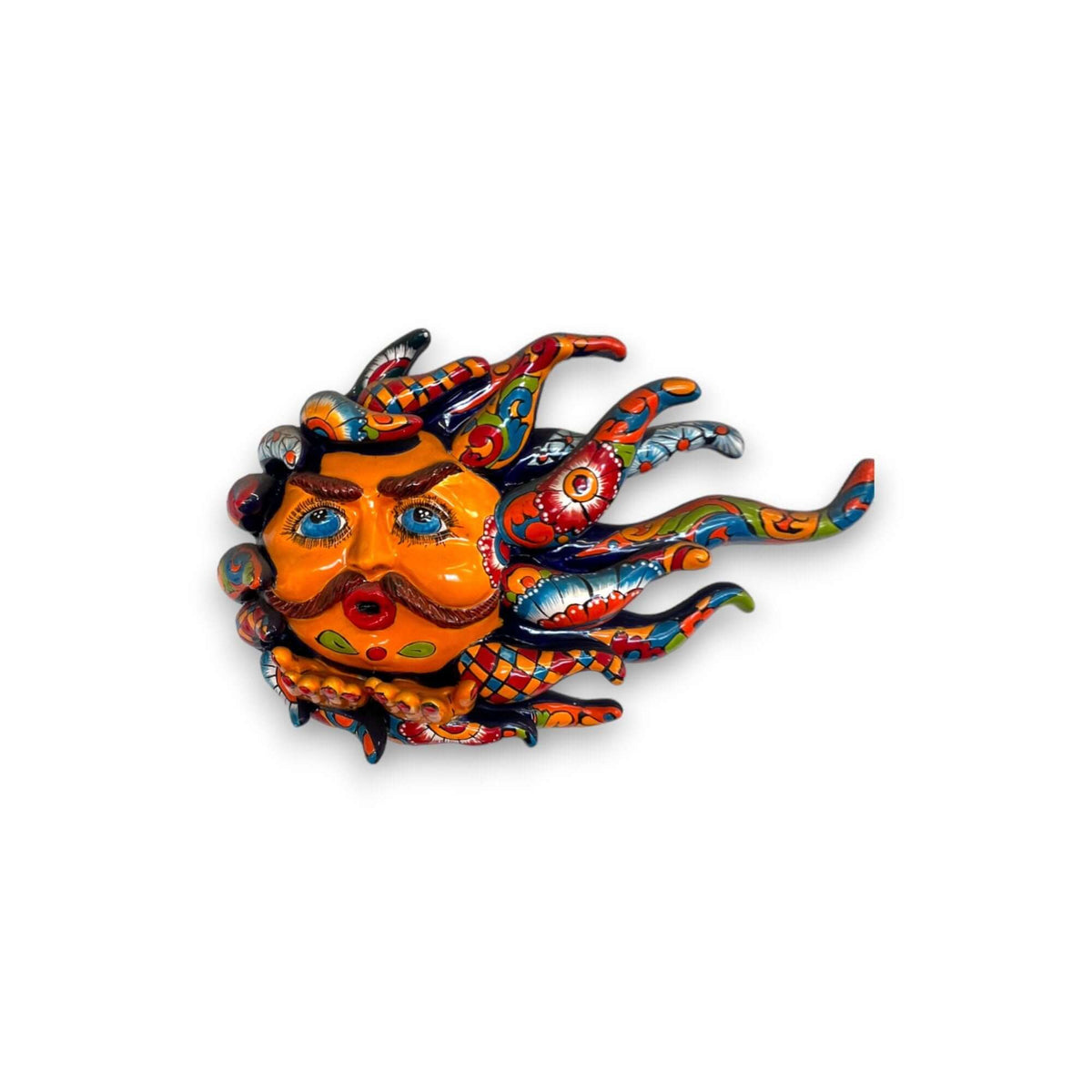 Handmade Talavera Sun Face | Colorful Mexican Wall Art