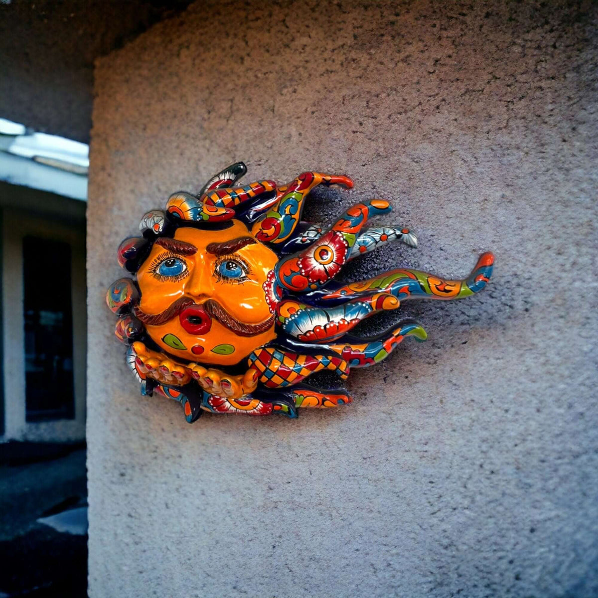 Handmade Talavera Sun Face | Colorful Mexican Wall Art