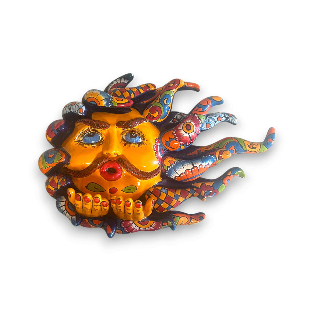 Handmade Talavera Sun Face | Colorful Mexican Wall Art
