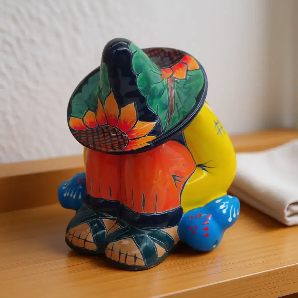 Talavera Sunflower Panchito Canister | Handmade Mexican Art