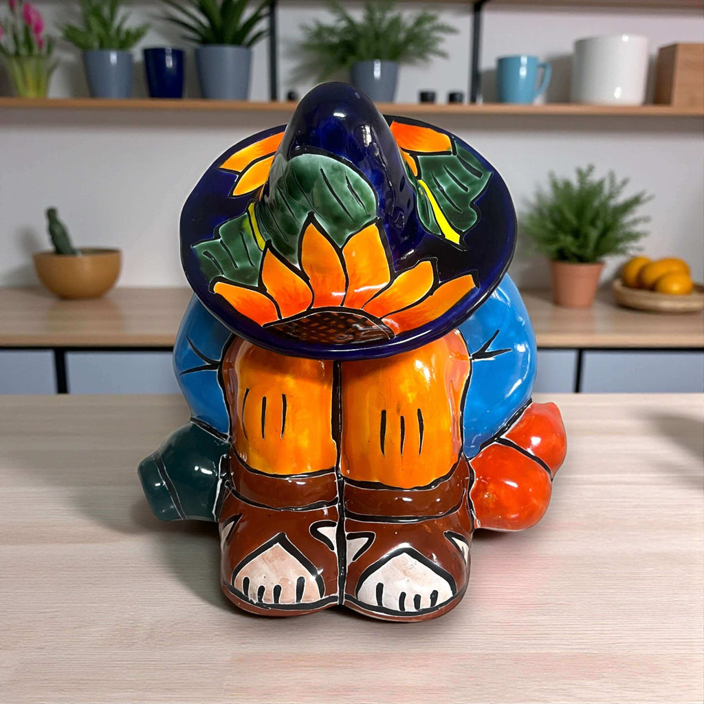 Talavera Sunflower Panchito Canister | Handmade Mexican Art