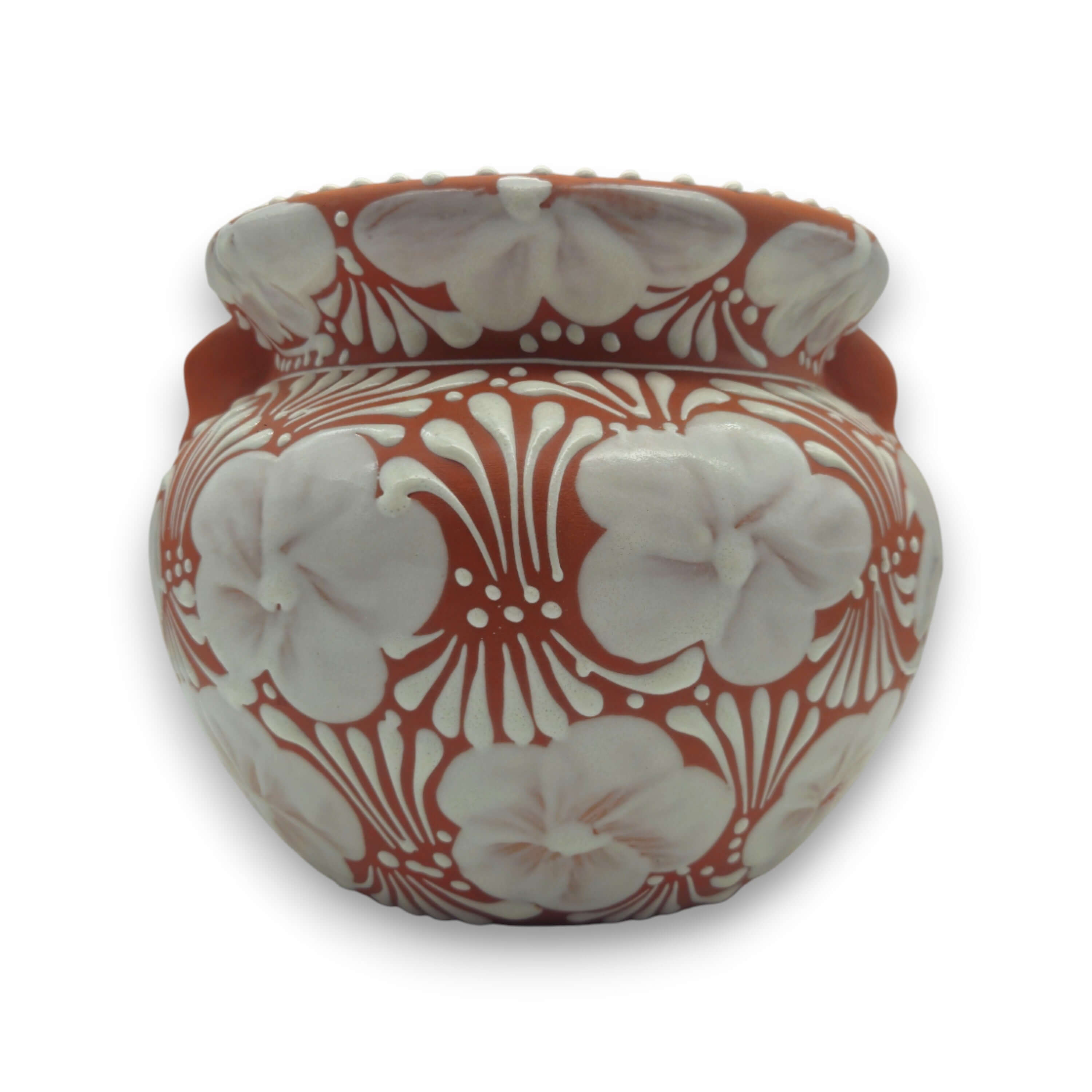 Handmade Talavera Flower Pot | Terracotta & White Design