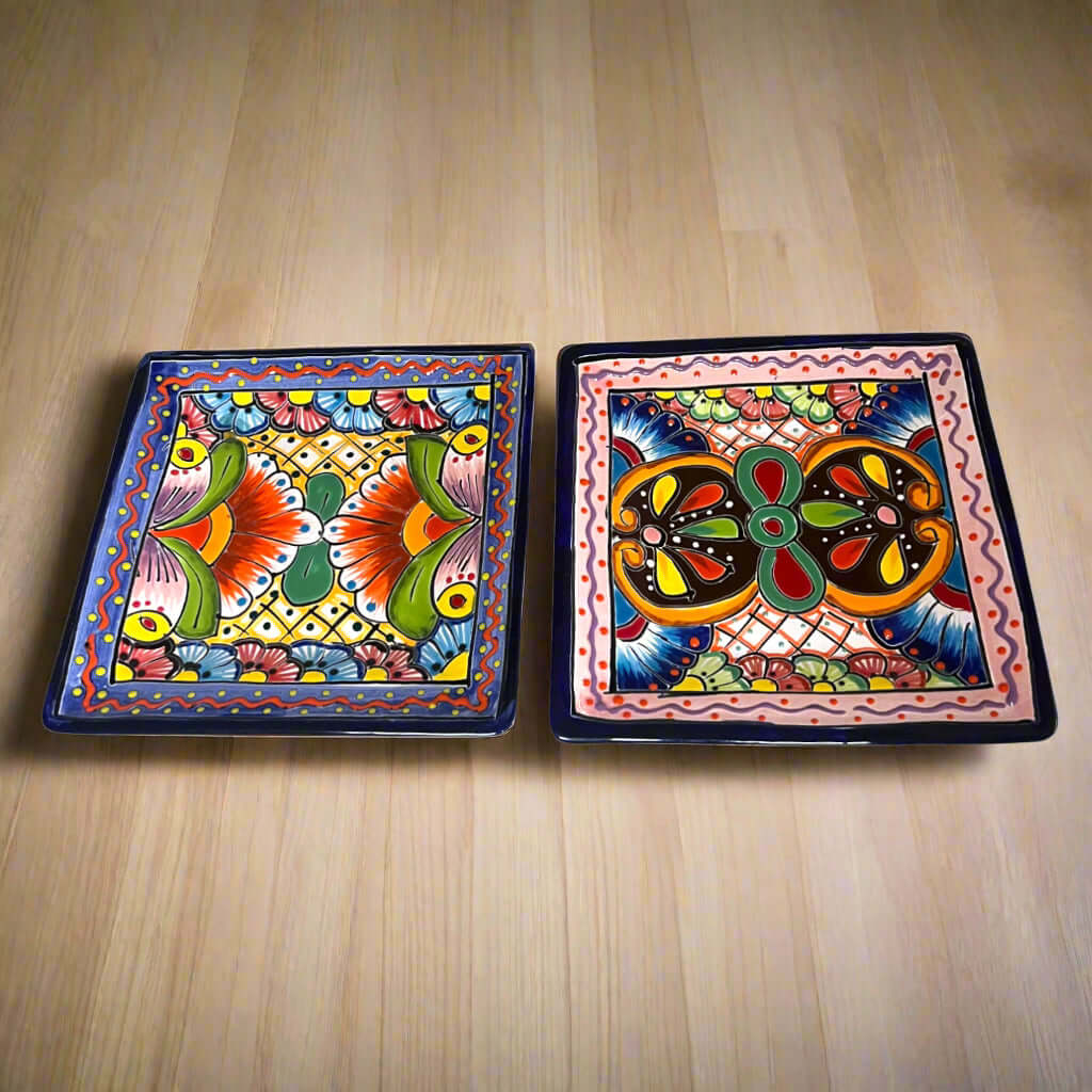 8" Square Talavera Plate | Colorful Mexican Handmade Dish