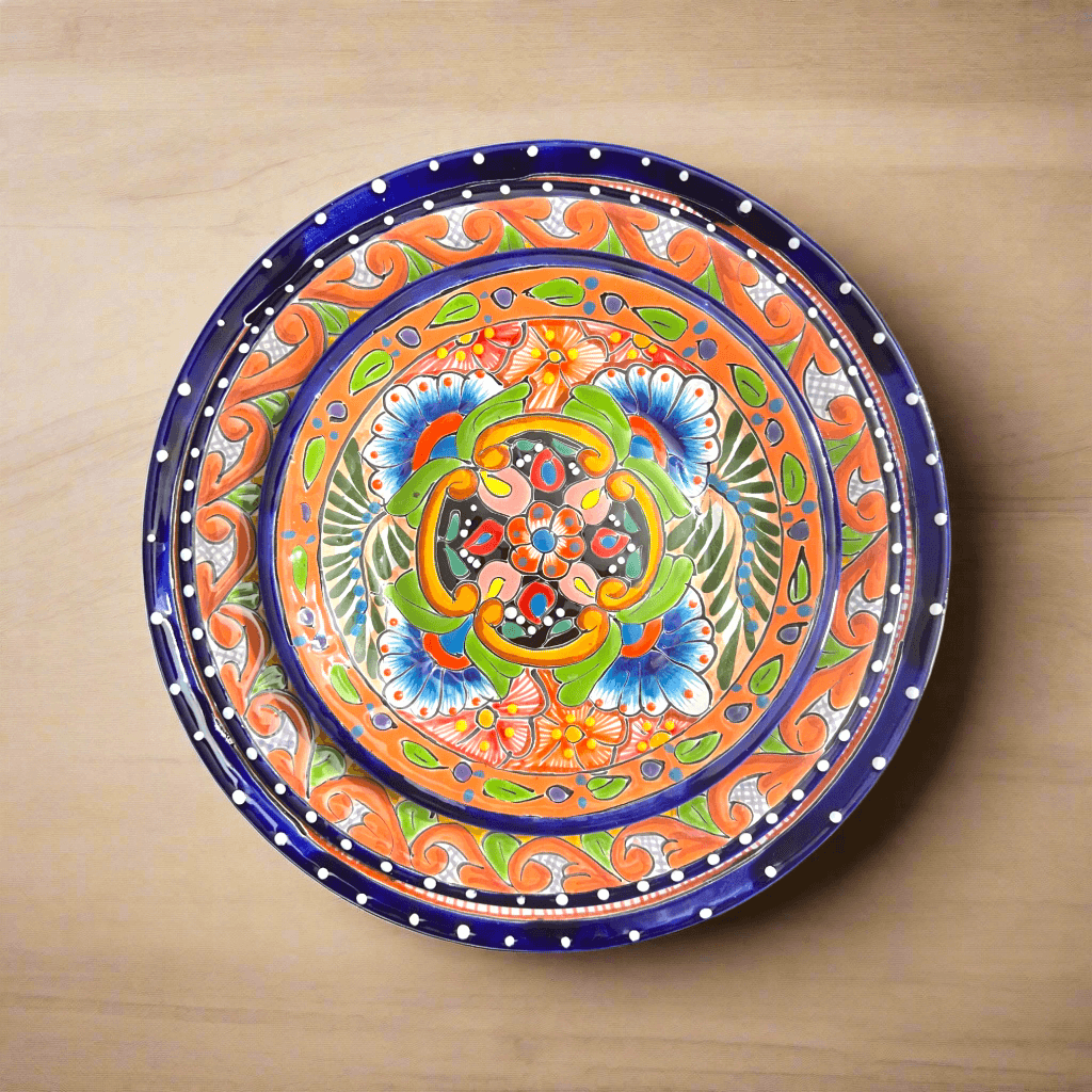 Colorful Talavera Dinnerware Set | 12-Piece Plate Set