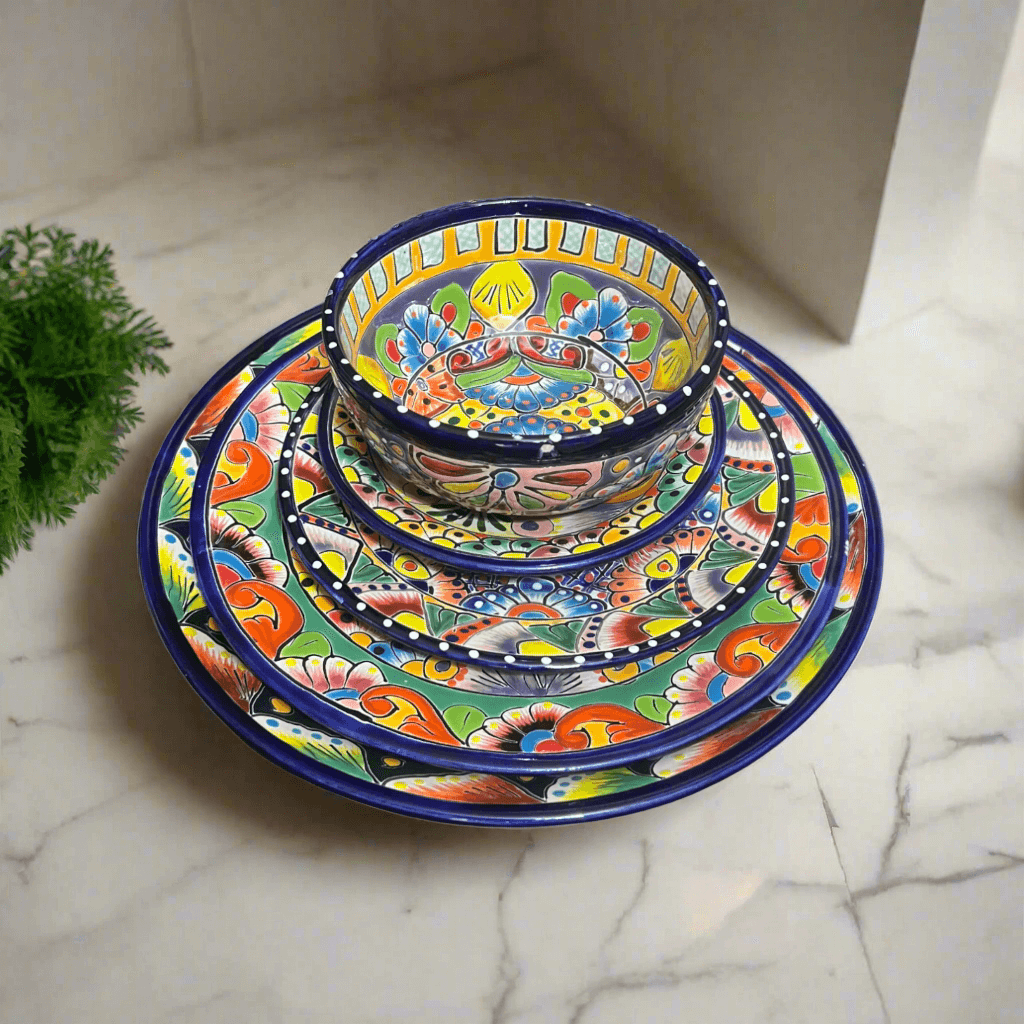 30-Piece Talavera Dinnerware Set | Colorful Tableware for 6