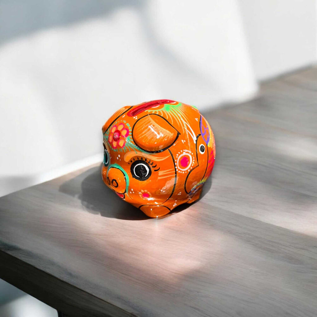 Handmade Guerrero Piggy Bank | Mexican Painted Ceramic Coin Bank