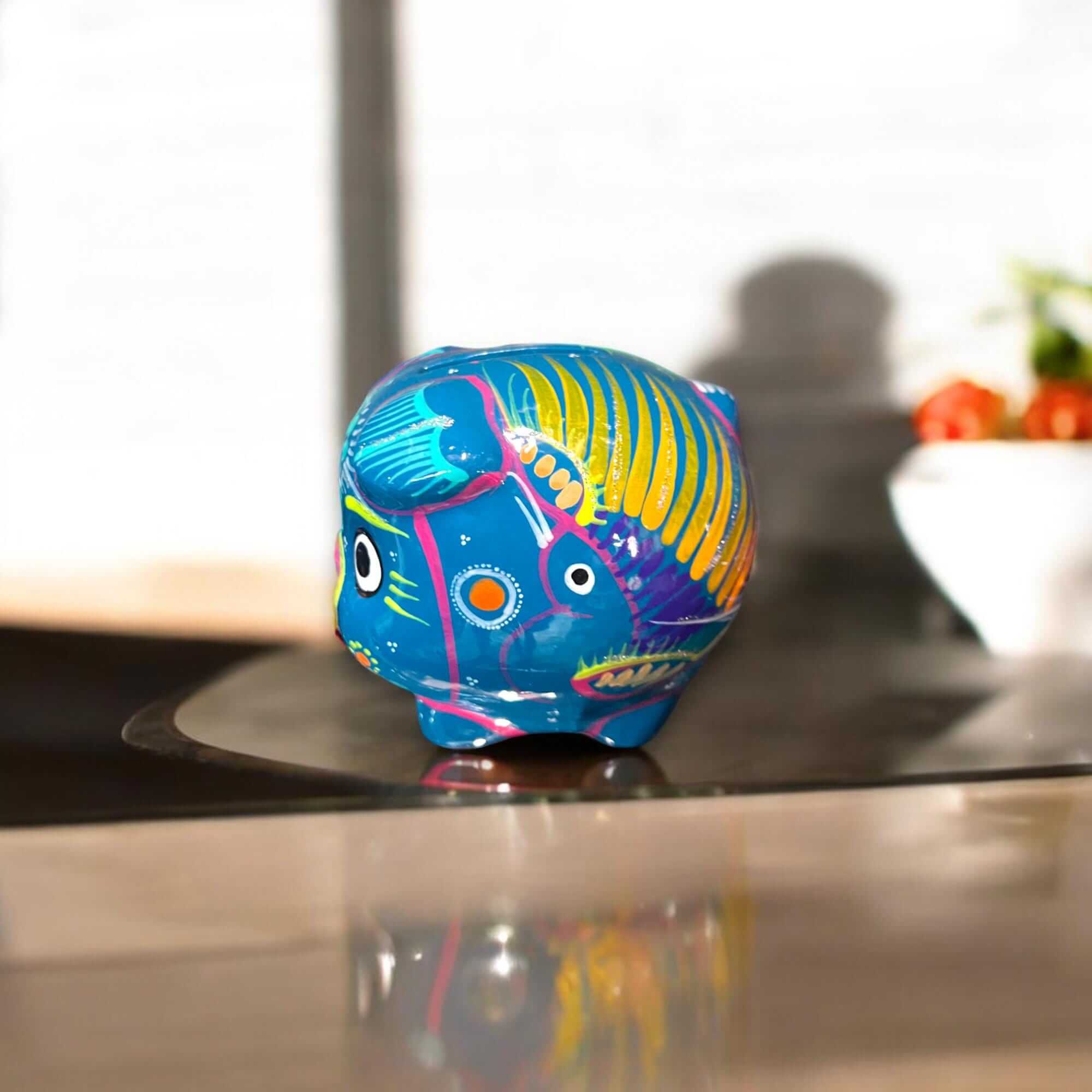 Handmade Guerrero Piggy Bank | Mexican Painted Ceramic Coin Bank