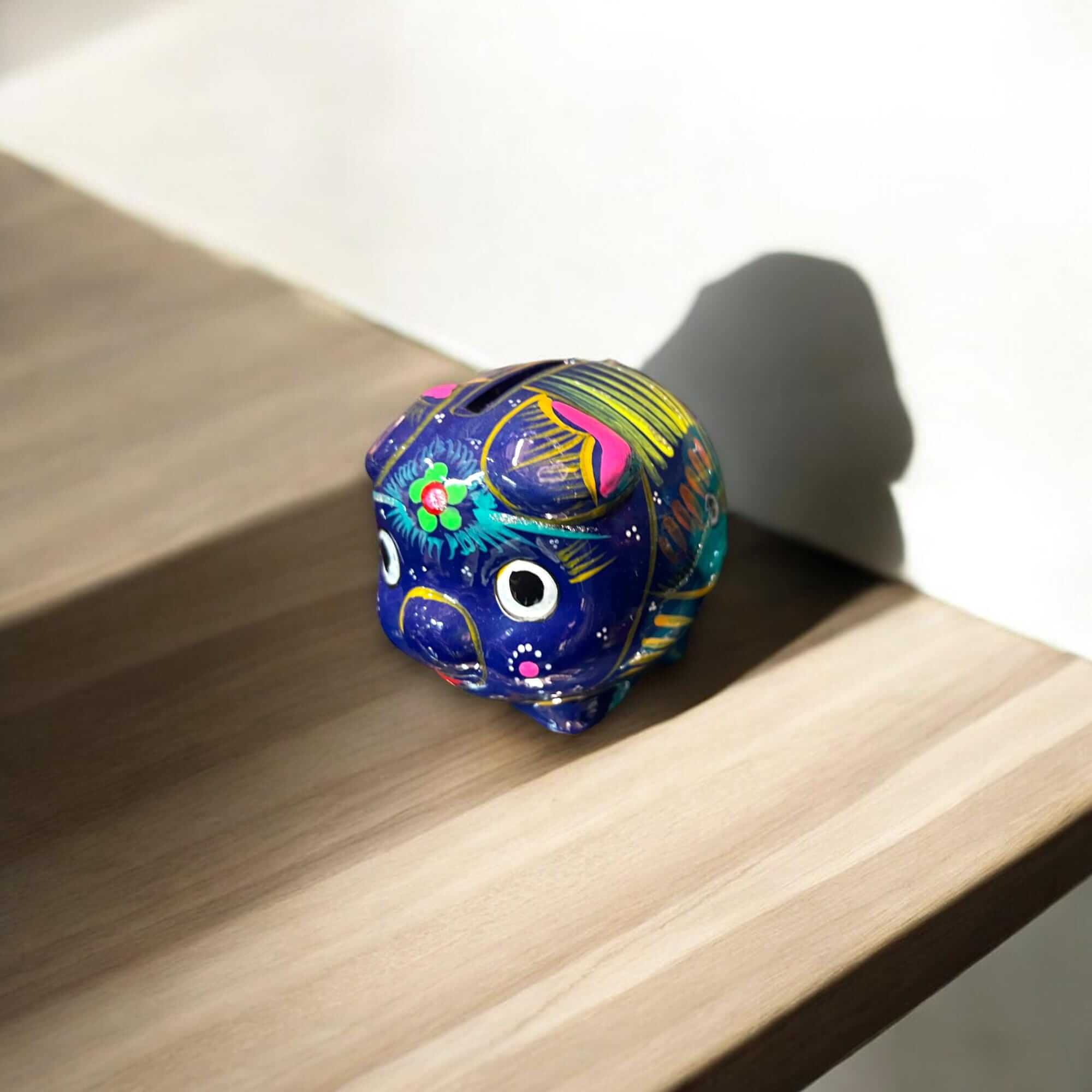 Handmade Guerrero Piggy Bank | Mexican Painted Ceramic Coin Bank
