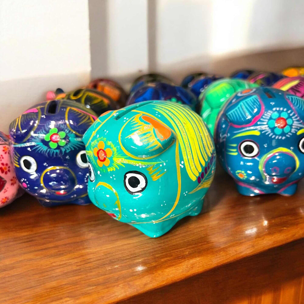 Handmade Guerrero Piggy Bank | Mexican Painted Ceramic Coin Bank