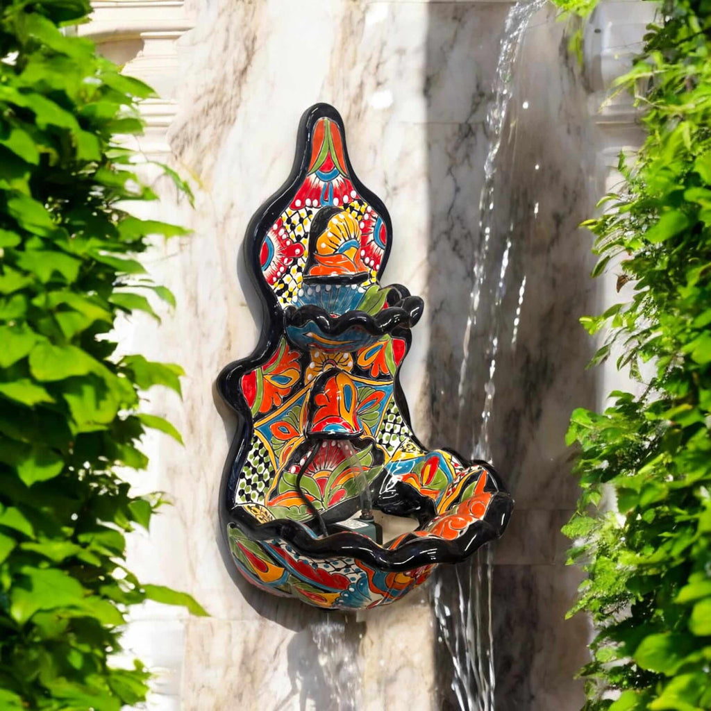 Handmade Mexican Talavera Wall Fountain | Authentic Art Decor