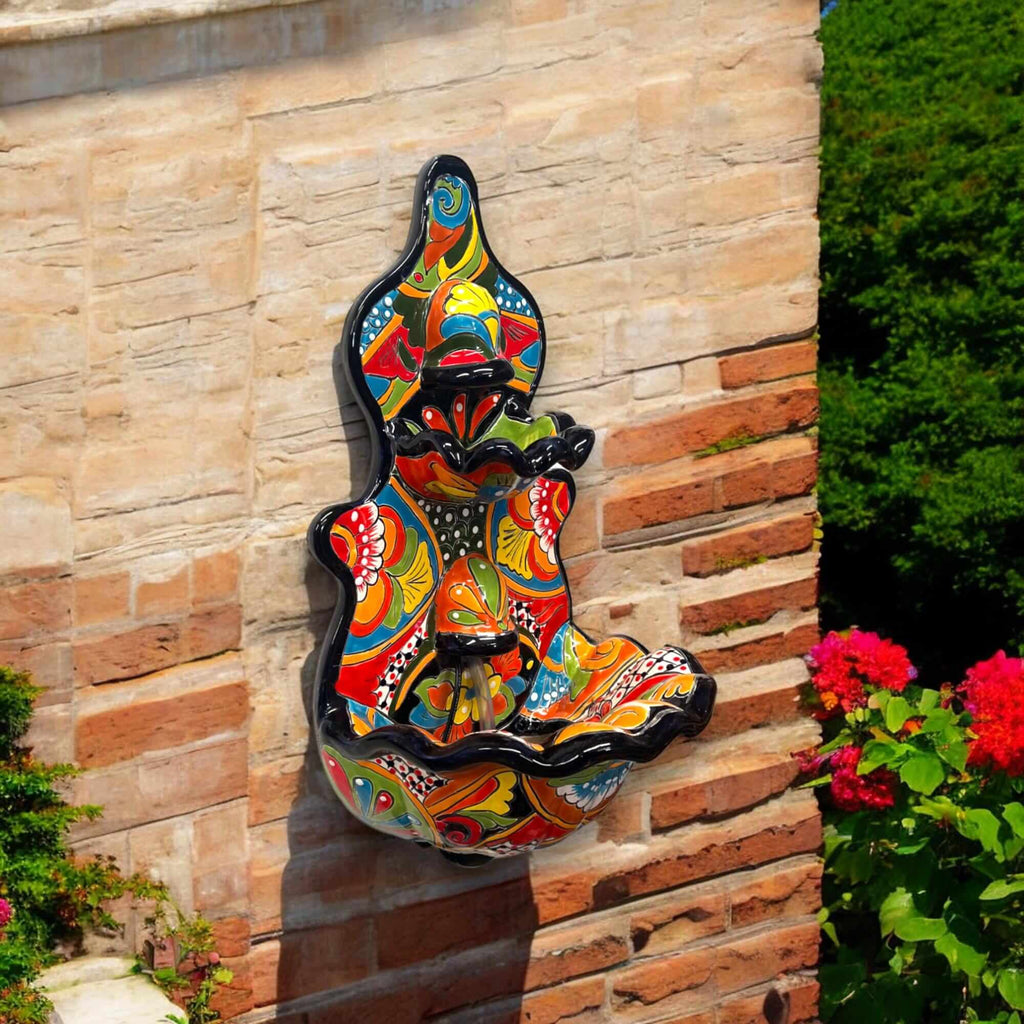 Handmade Mexican Talavera Wall Fountain | Authentic Art Decor