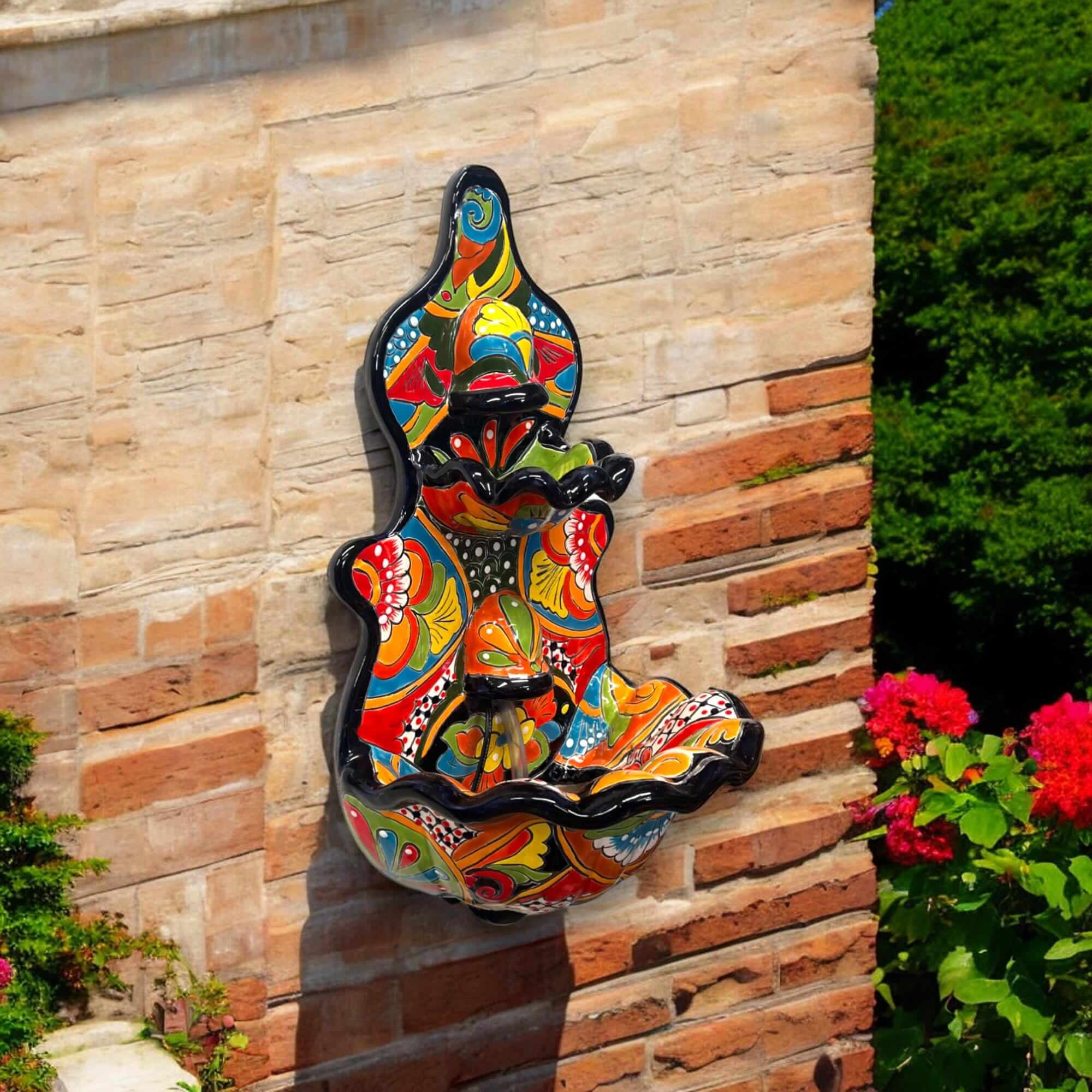 Handmade Mexican Talavera Wall Fountain | Authentic Art Decor
