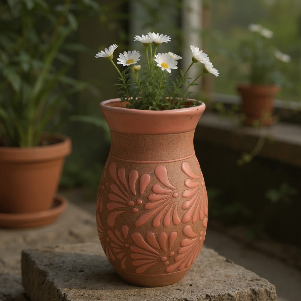 Pink Talavera Vase | Handmade Floral Pottery
