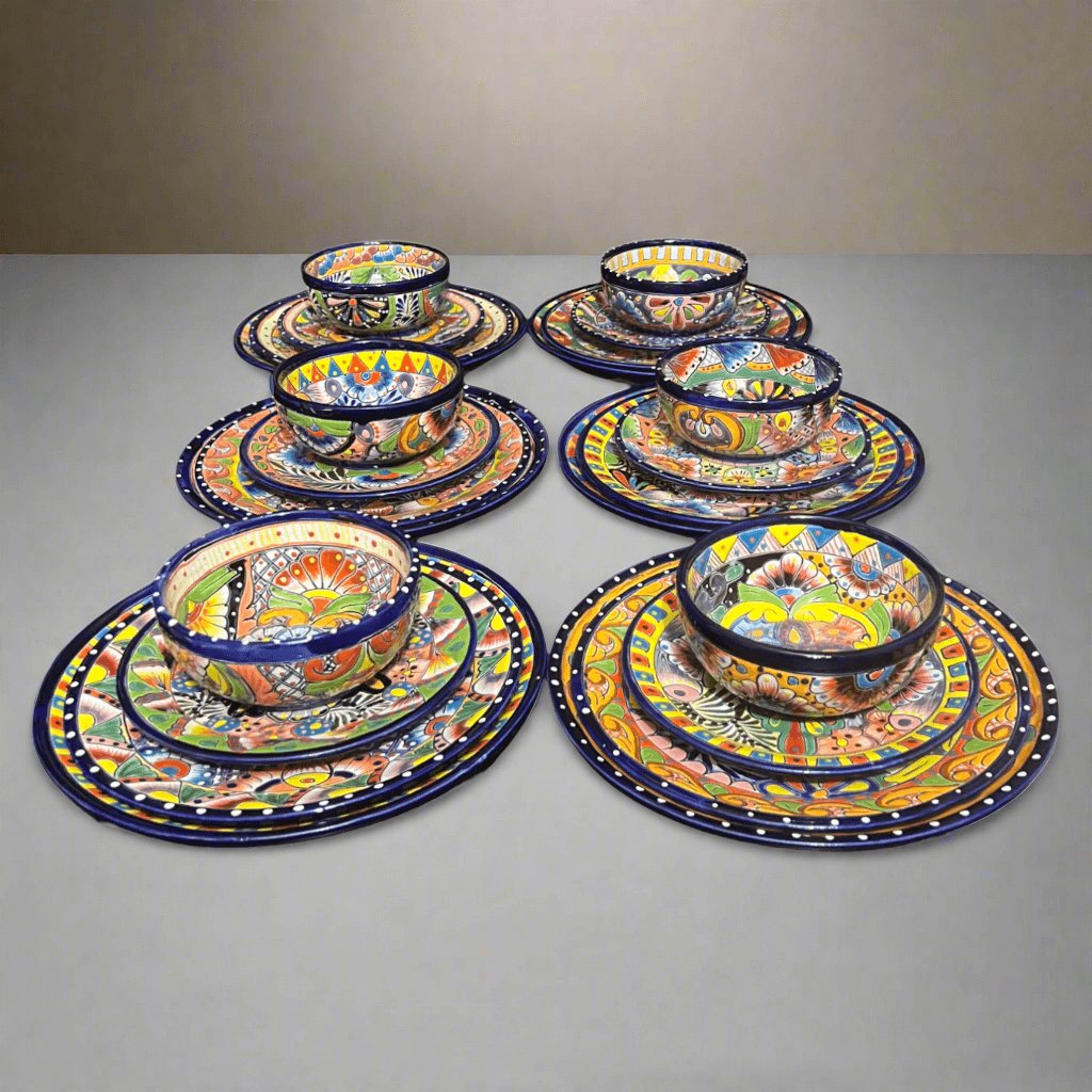 Handmade Talavera 24-Piece Dinnerware Set | Mexican Pottery for 6