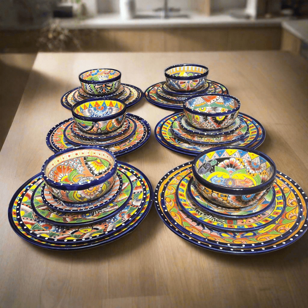 30-Piece Talavera Dinnerware Set | Colorful Tableware for 6