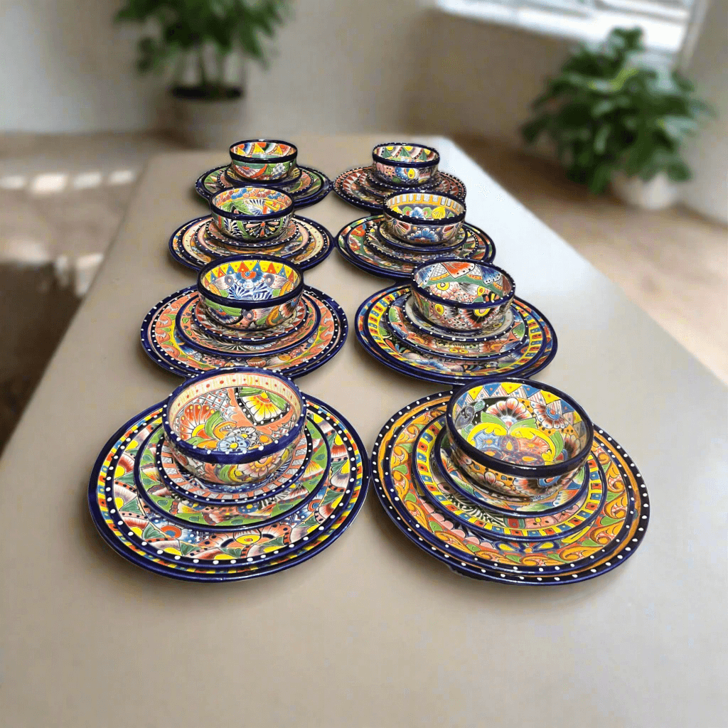 40-Piece Talavera Dinnerware Set | Colorful Tableware for 8