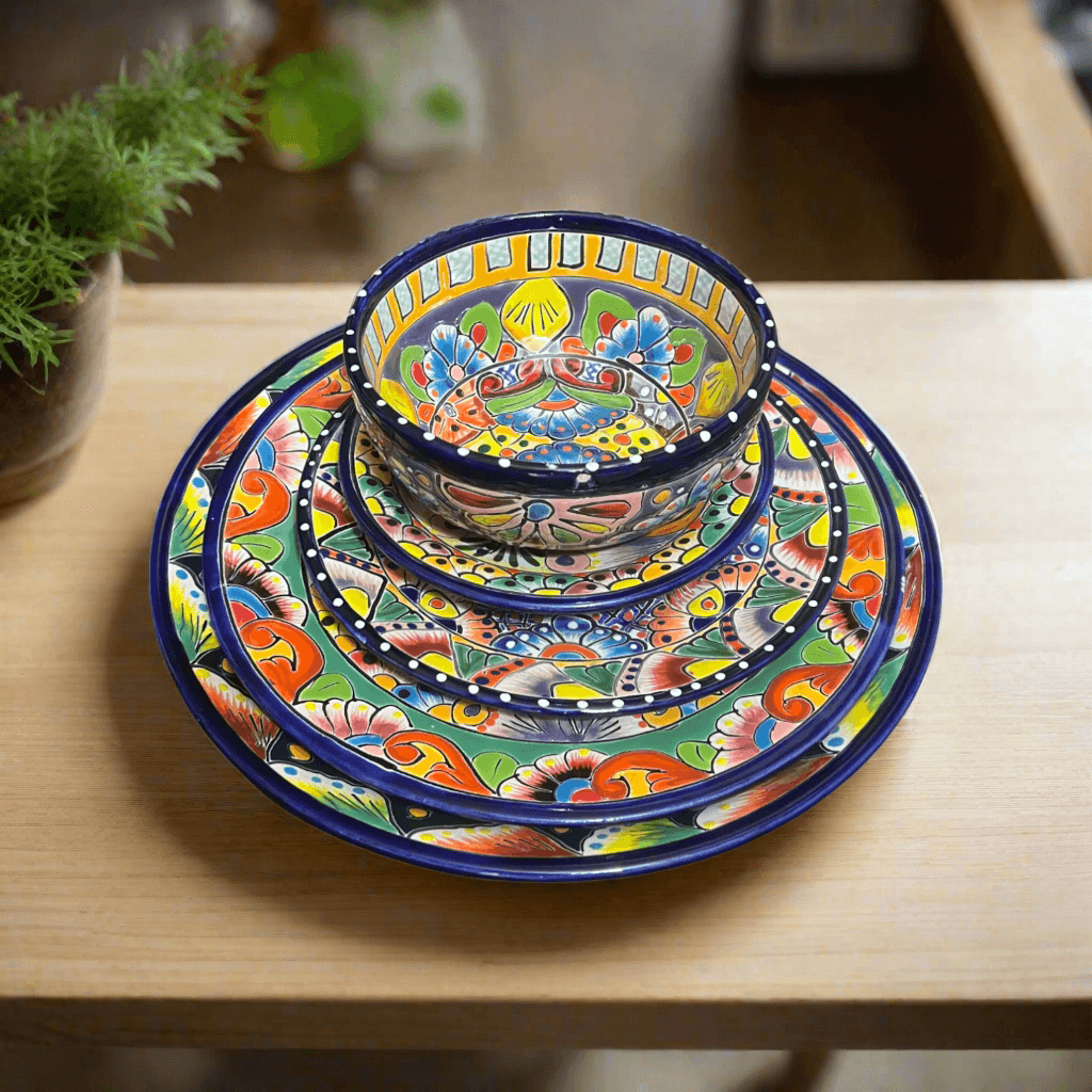 40-Piece Talavera Dinnerware Set | Colorful Tableware for 8