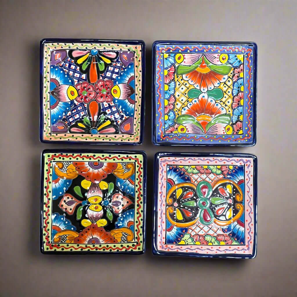 8" Square Talavera Plate | Colorful Mexican Handmade Dish
