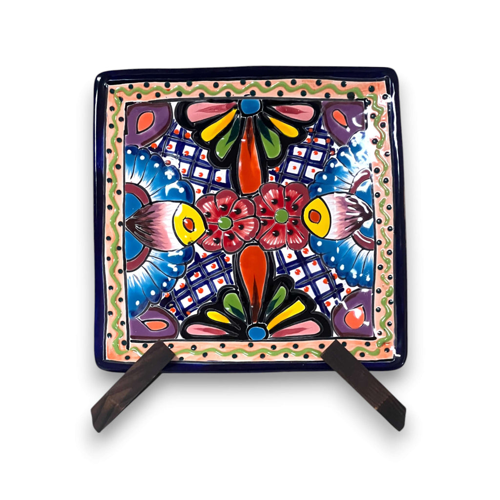 8" Square Talavera Plate | Colorful Mexican Handmade Dish