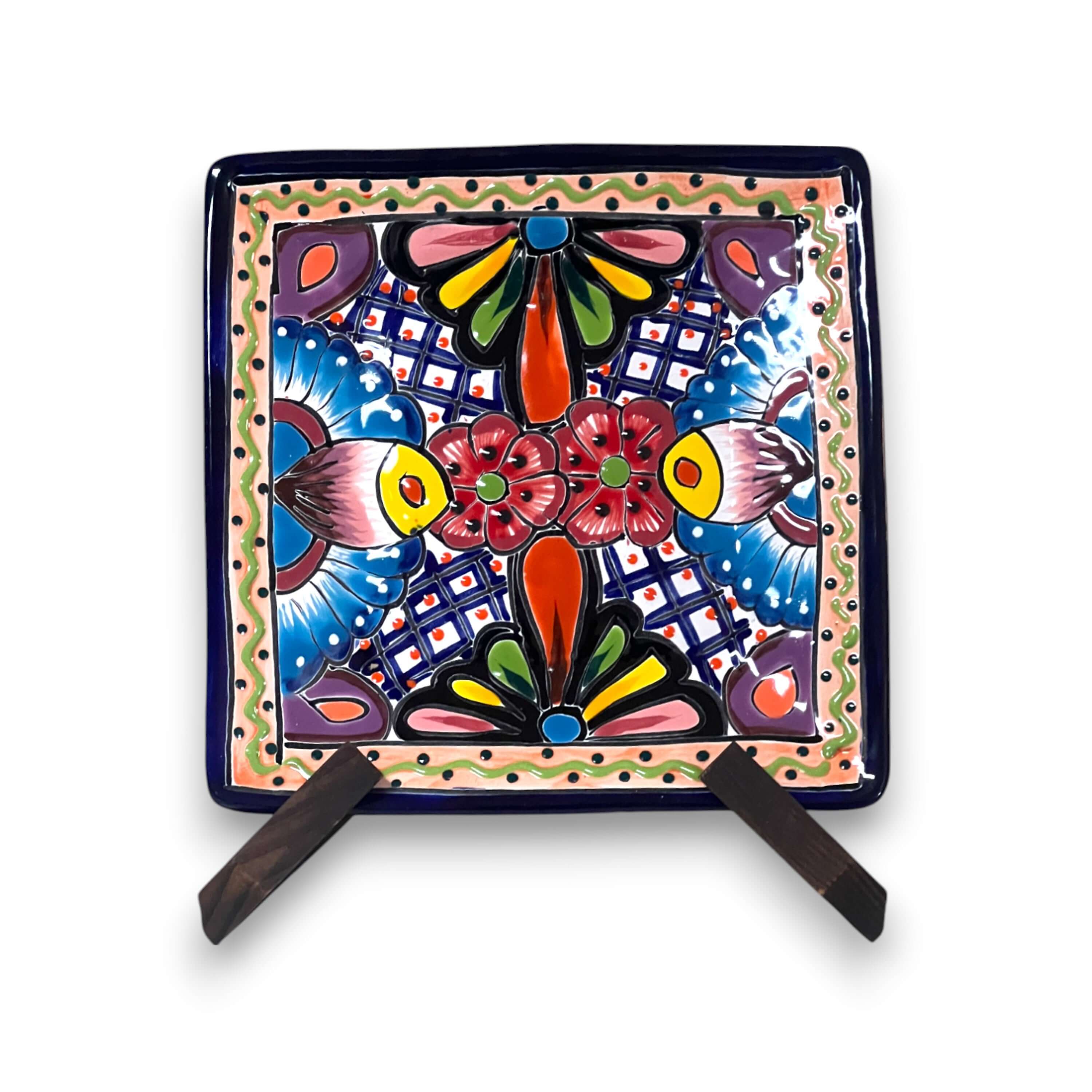 8" Square Talavera Plate | Colorful Mexican Handmade Dish
