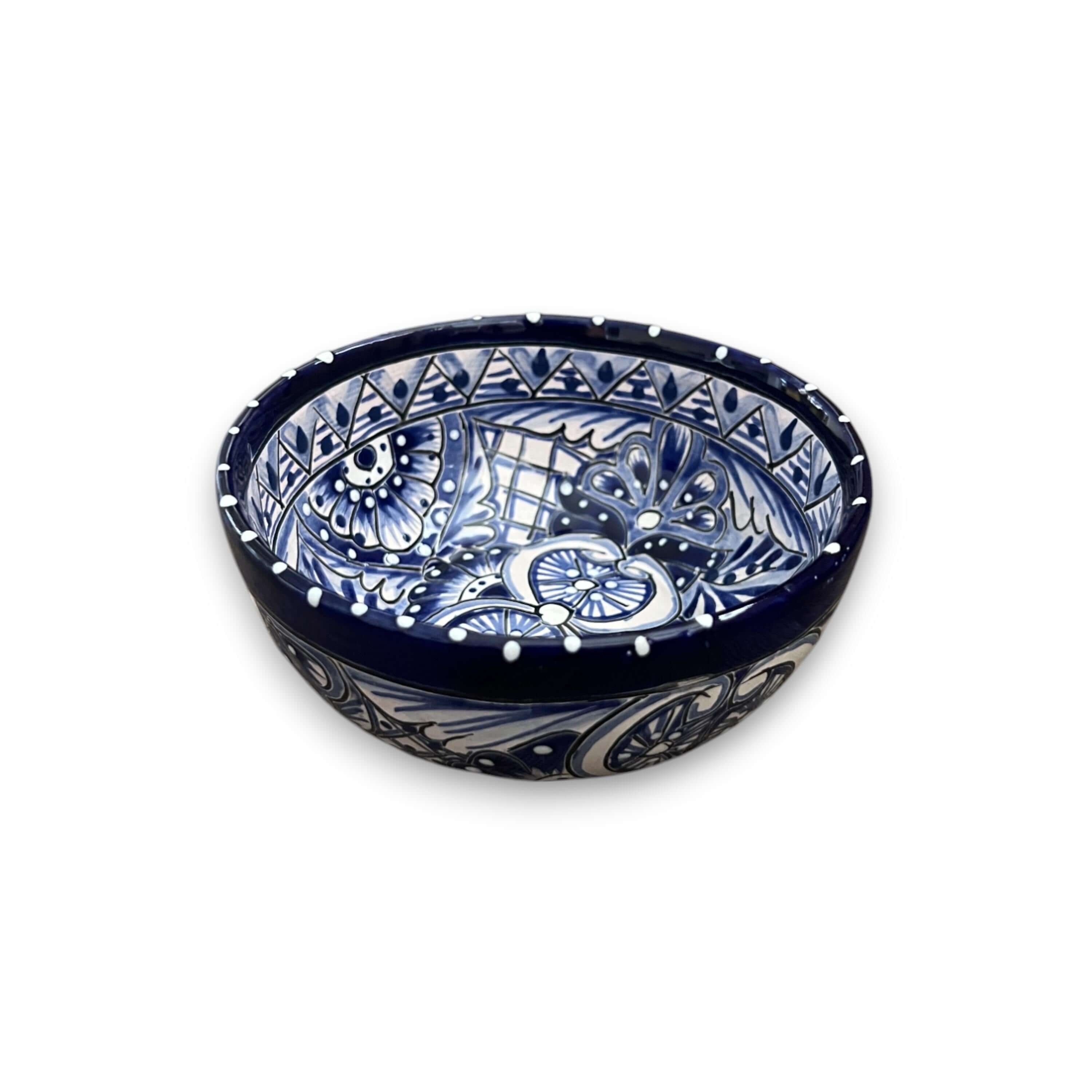 5" Talavera Blue & White Bowl | Handmade Mexican Dinnerware