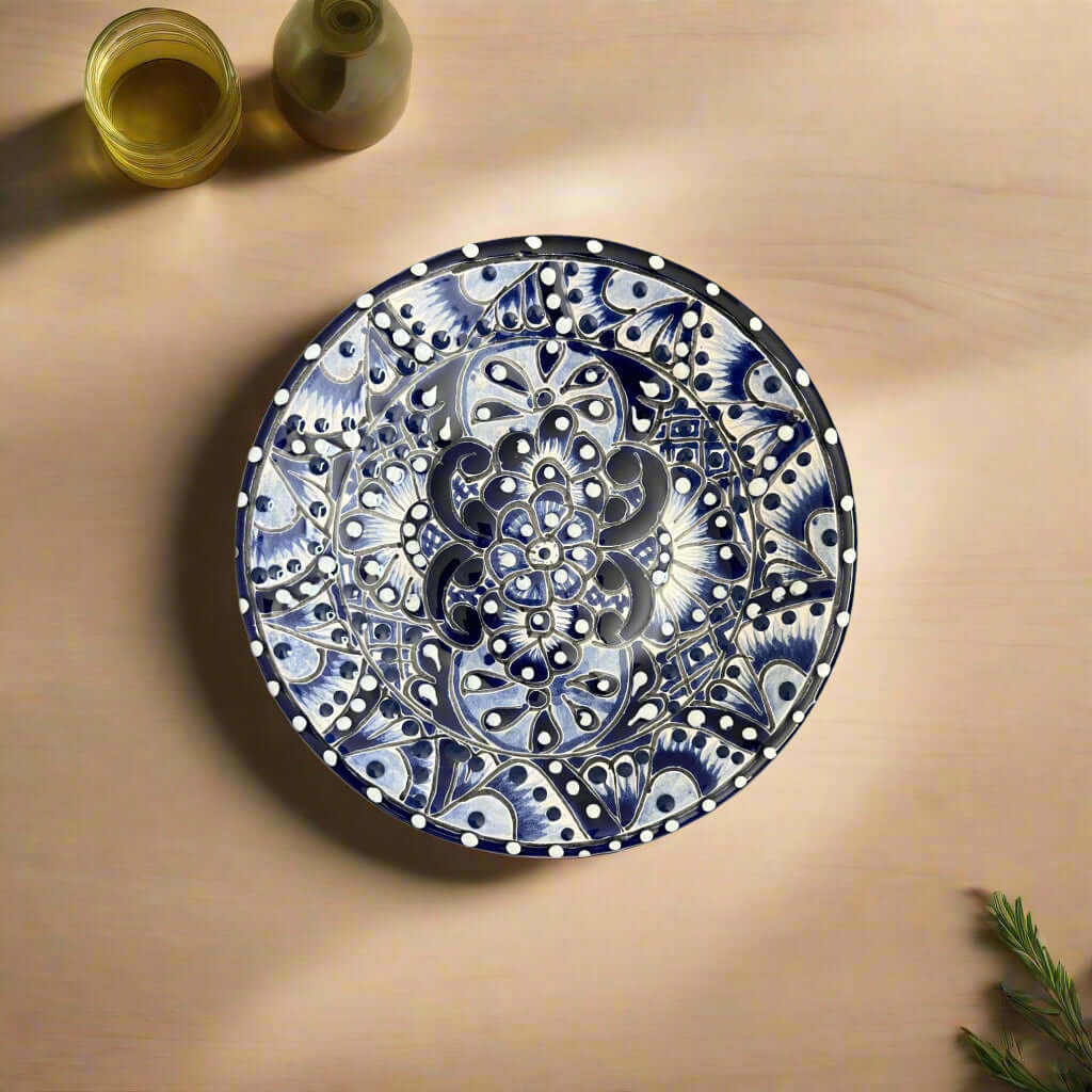 6" Talavera Blue & White Dinner Plate | Mexican Dinnerware