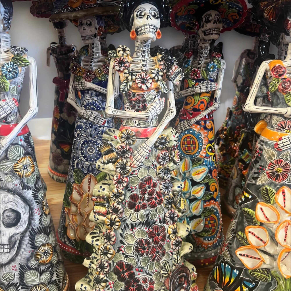 Talavera Catrina Figurine | Handmade Day of the Dead Skeleton Art