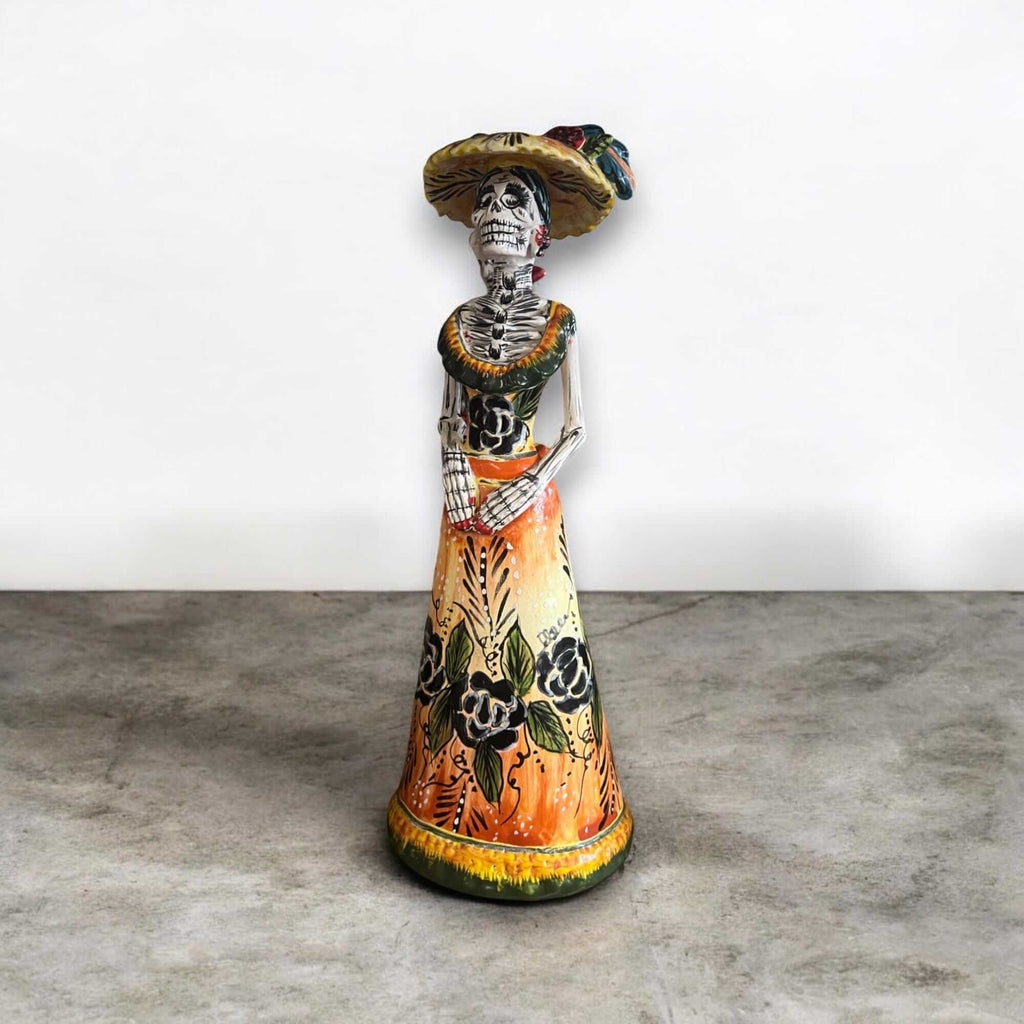 Talavera Catrina Figurine | Handmade Day of the Dead Skeleton Art