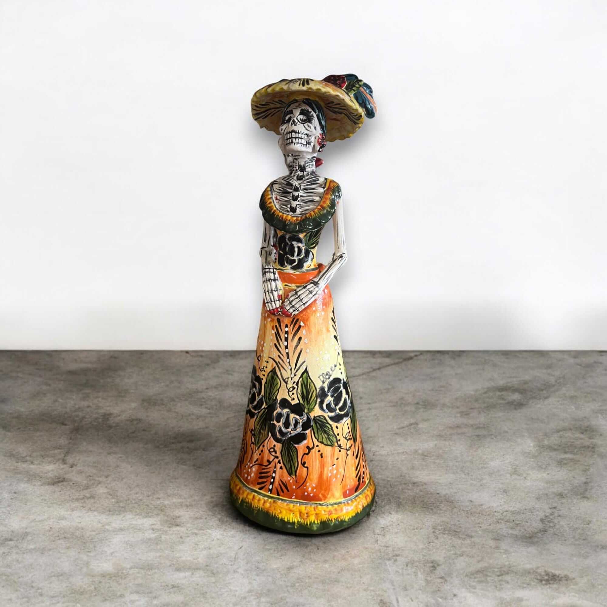 Talavera Catrina Figurine | Handmade Day of the Dead Skeleton Art