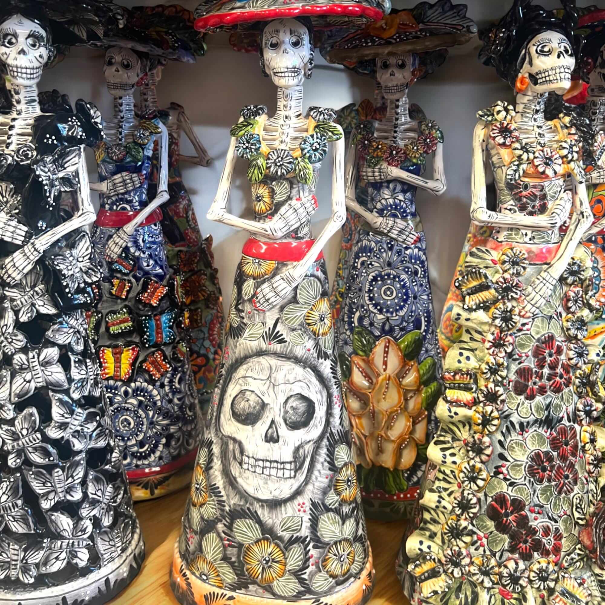 Talavera Catrina Figurine | Handmade Day of the Dead Skeleton Art