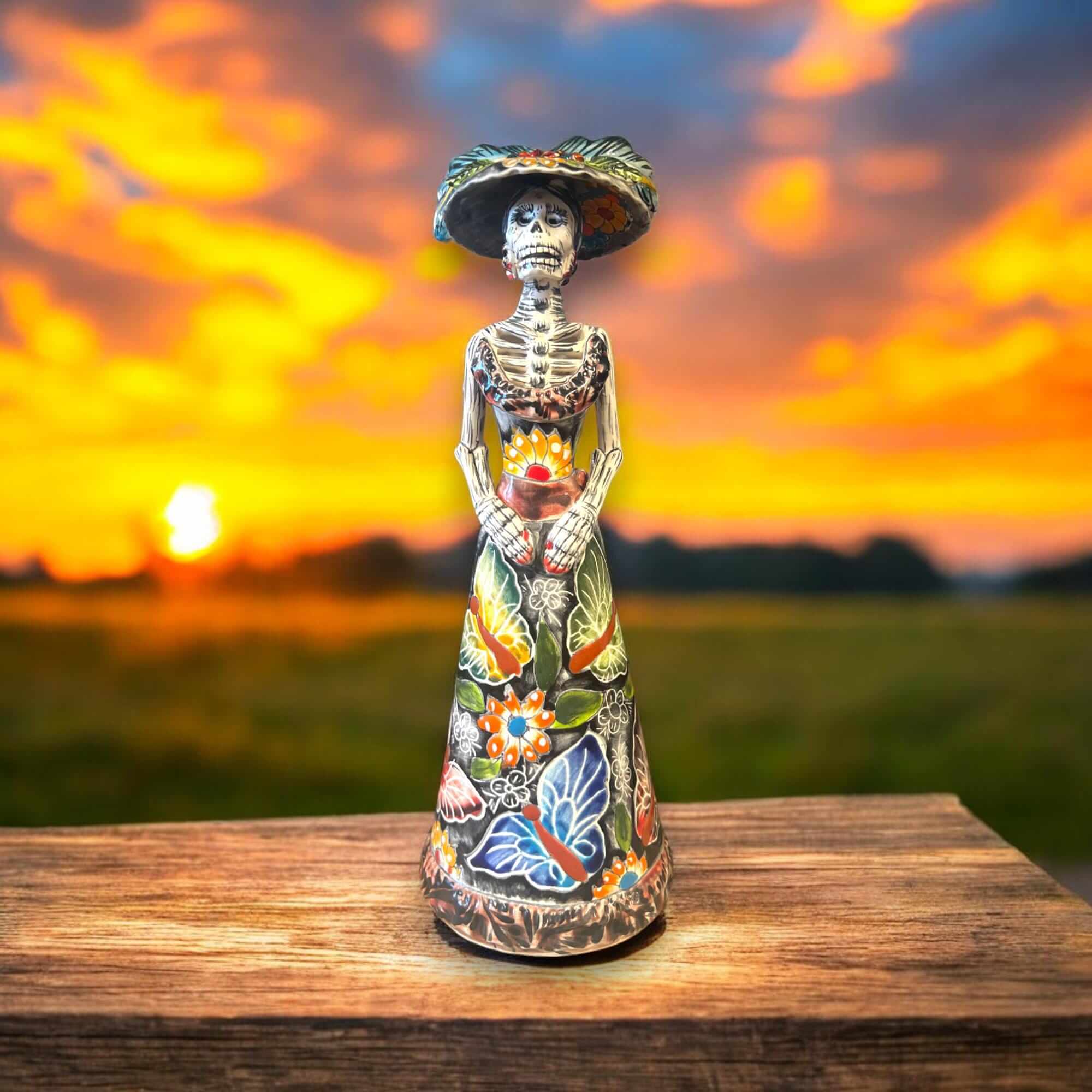 Talavera Catrina Figurine | Handmade Day of the Dead Skeleton Art