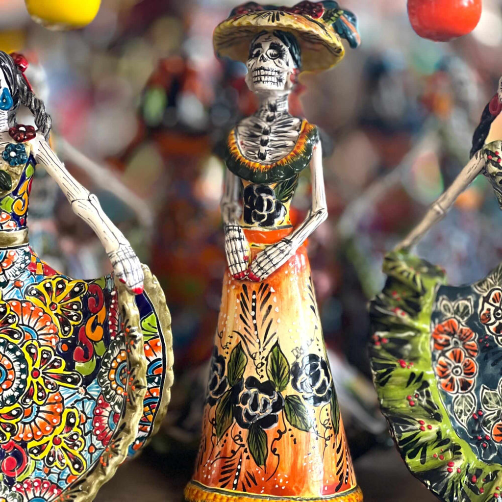 Talavera Catrina Figurine | Handmade Day of the Dead Skeleton Art