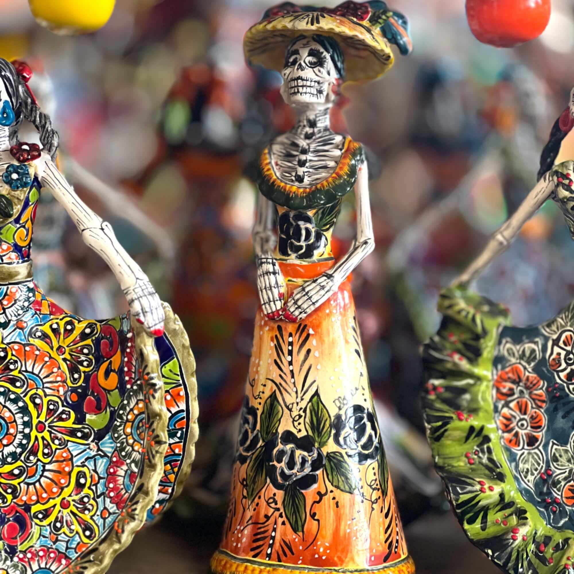 Talavera Catrina Figurine | Handmade Day of the Dead Skeleton Art