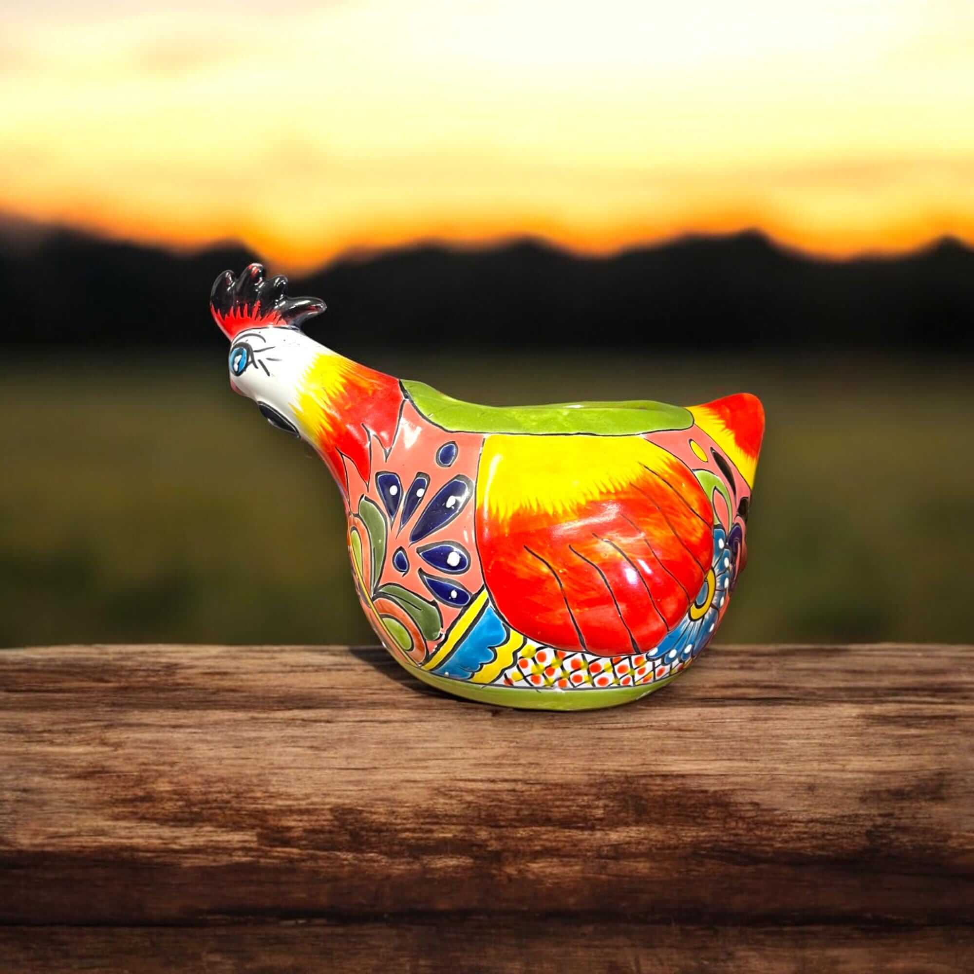 Talavera Chicken Planter | Handmade Mexican Ceramic Pot