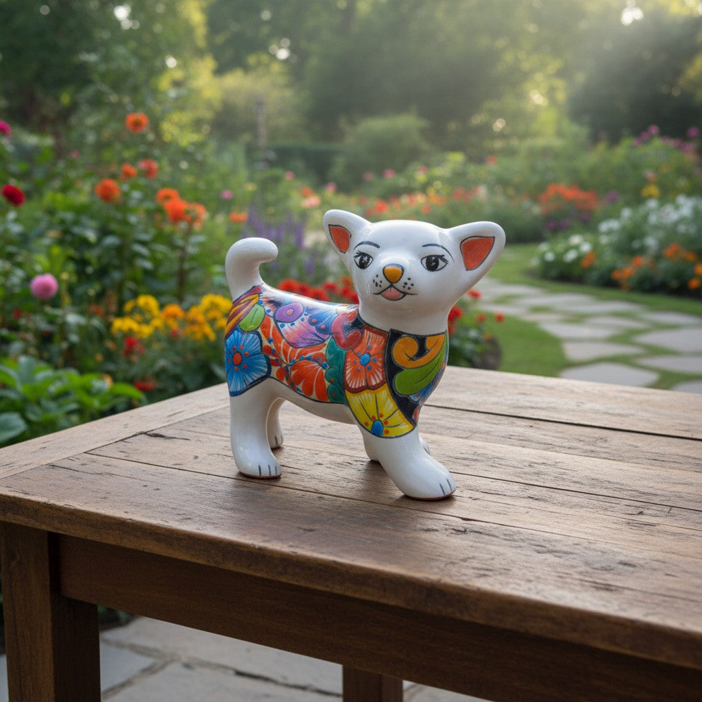 Talavera Chihuahua Dog Figurine | Handmade Mexican Art
