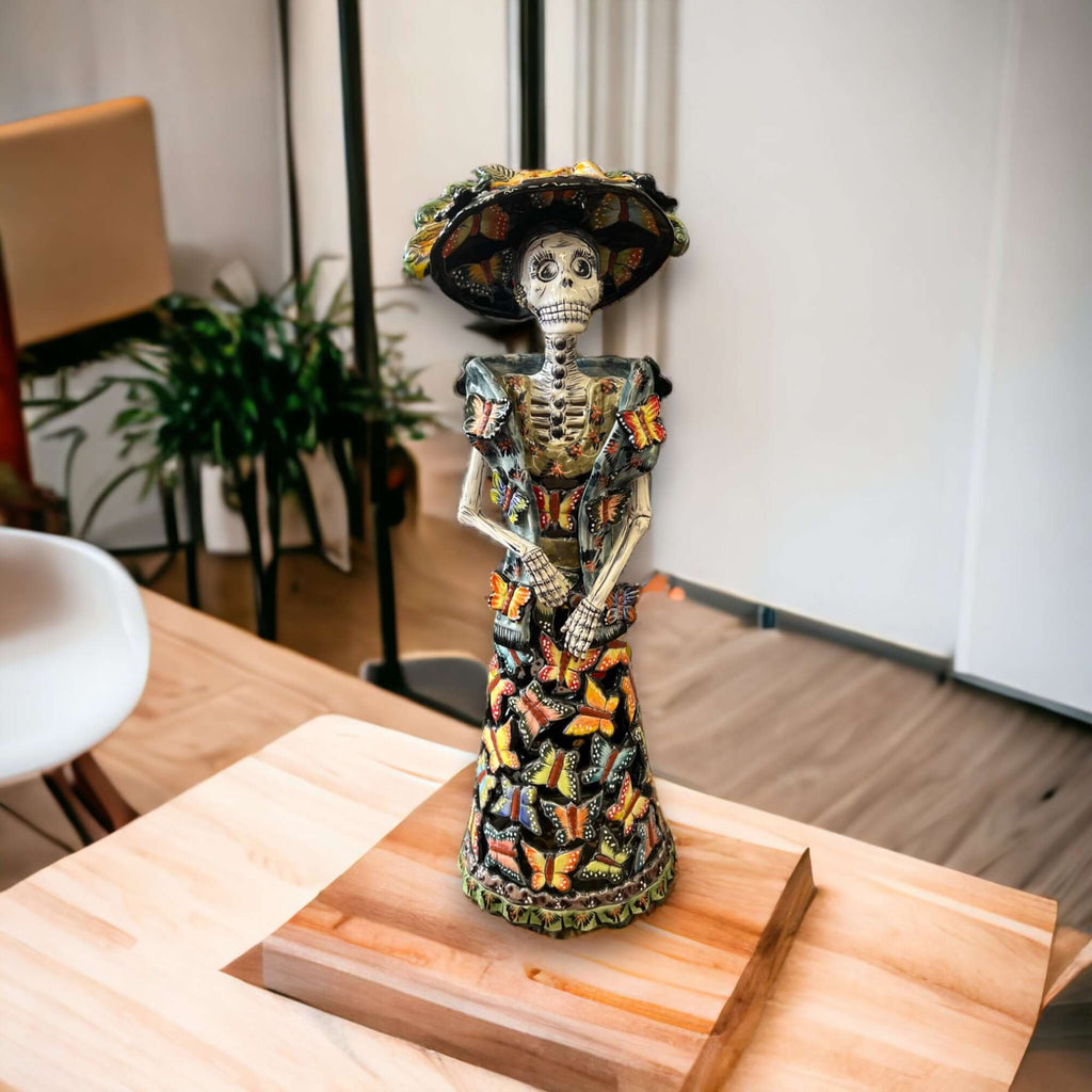 Talavera Day of the Dead Pottery | 27-Inch Tall Skeleton Woman