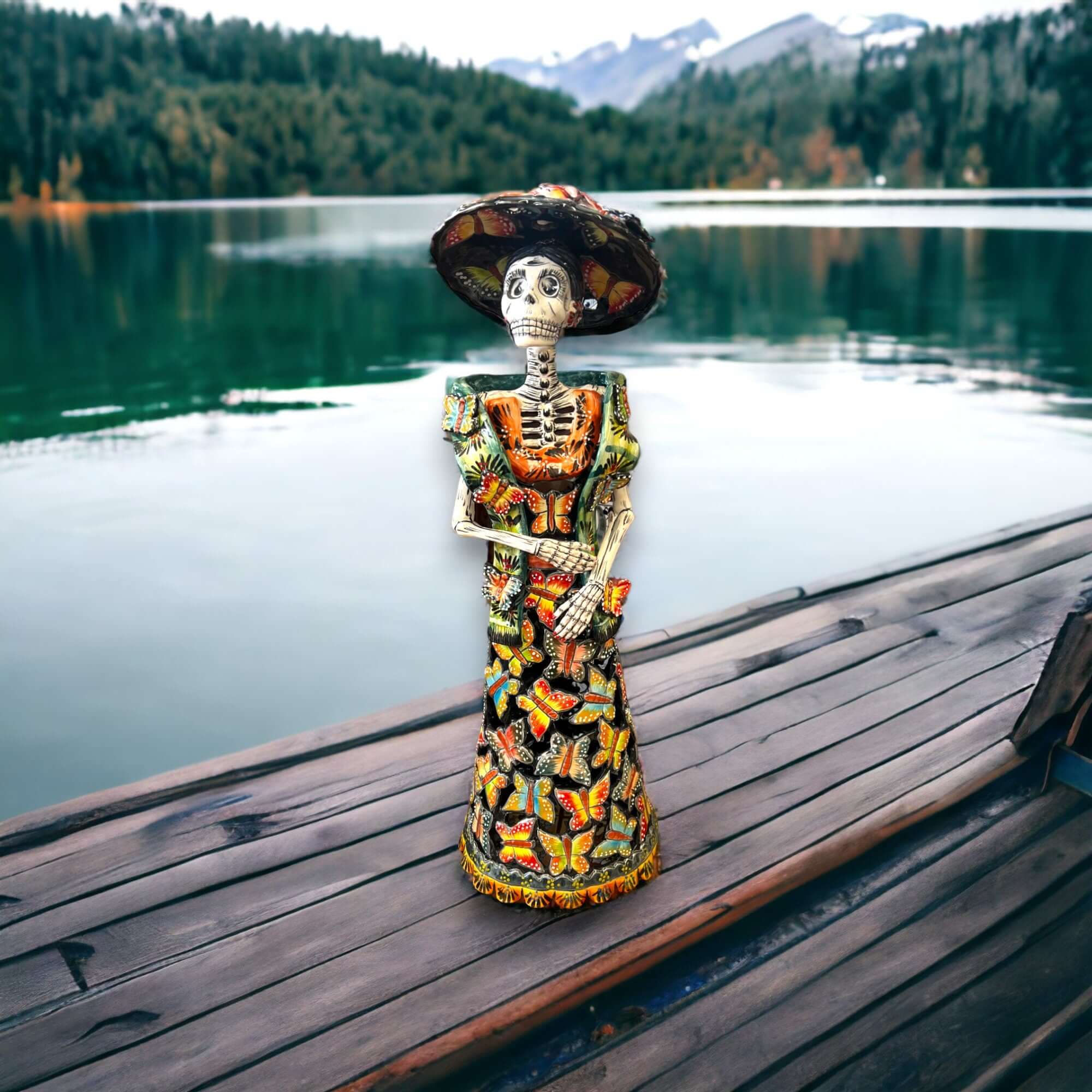 Talavera Day of the Dead Pottery | 27-Inch Tall Skeleton Woman
