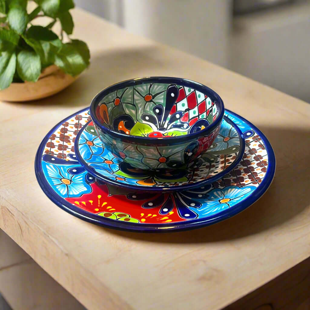 36-Piece Talavera Dinnerware Set | Handmade Mexican Plates & Bowls