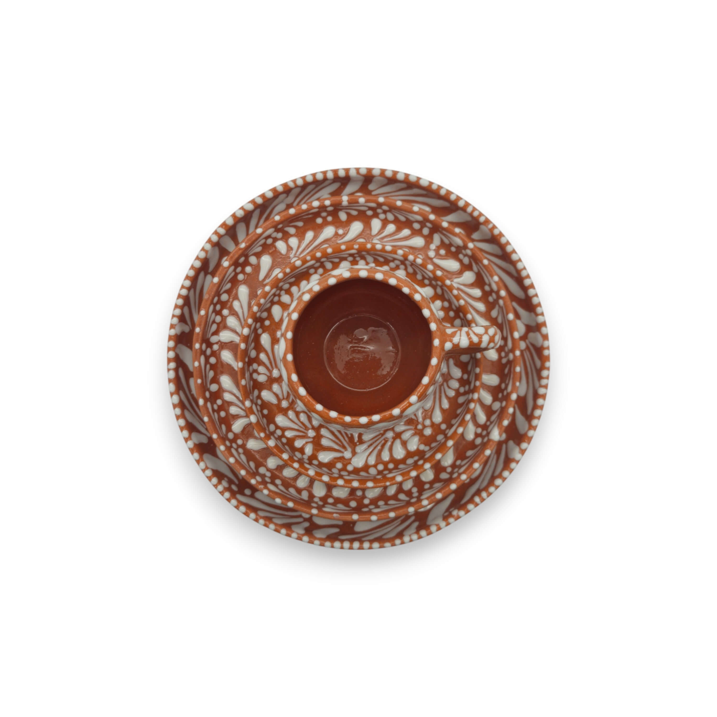 Handmade Talavera Dinnerware Set | Brown & White 4-Piece