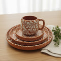 Handmade Talavera Dinnerware Set | Brown & White 4-Piece